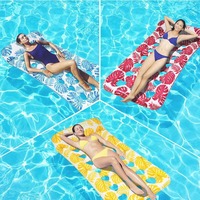 Kasur Apung PVC Lipat Bergaris untuk Kolam Renang, Tempat Tidur Apung, Hammock Air untuk Hiburan Air (Satu Orang)