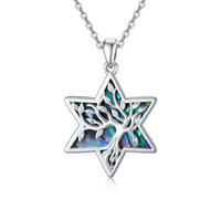 Bijoux fins en gros 925 en argent Sterling plaqué rhodium ormeau coquille arbre de vie pendentif collier pour les femmes