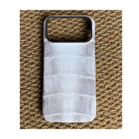 Étui en cuir de crocodile véritable patiné, élégant et haut de gamme, pour iPhone 18 17 Pro Max, avec logo personnalisé