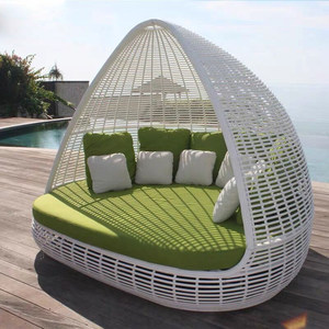 Lit de repos d'extérieur mobile en osier nordique, type cage à oiseaux double, pour villas de villégiature, bord de piscine, hôtels et plage - Product Image 3