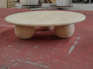 Set di 3 Tavolini da Caffè in Pietra SH STONE, Tavolo a Sfera in Travertino Beige, Arredamento Nordico Naturale per Soggiorno - Product Image 2