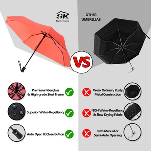 ร่มกันลมพับ 3 ตอน คุณภาพสูง ขายส่งจากโรงงาน ขนาด 21 นิ้ว เส้นผ่านศูนย์กลาง 100 ซม. โครงเหล็ก เปิด-ปิดอัตโนมัติ สำหรับการเดินทาง - Product Image 5