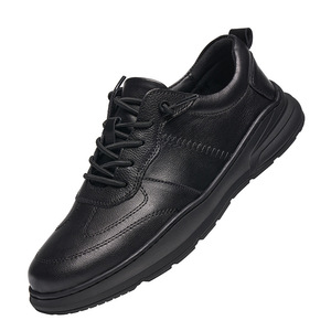 Men Genuine Leather Walking Shoes <b>Round</b> Toe Lace Up Breathable Anti Odor Lightweight <b>Cushioned</b> Casual Outdoor Wear - Product Image 4