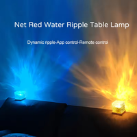 Lampada Cubo d'Acqua Quadrata in Acrilico Trasparente, LED USB Ricaricabile, Effetto Moderno con Onde Rotanti, Luce Notturna Bianca Calda