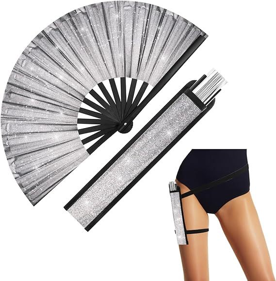 FAREA Glitter Large Folding Fan Rave