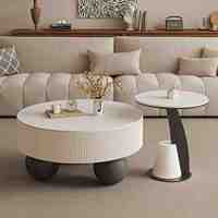 Table basse moderne ronde en pierre frittée, ensemble de tables basses pour salon, petit appartement, mobilier de maison