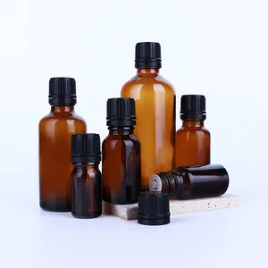 5ml 10ml 15ml bouteilles d'huile essentielle en verre de couleur ambre écologique avec bouchon en plastique