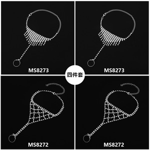Chaîne de cheville tendance en cristal et strass, plaqué argent, style bohème pour femme, idéale pour les soirées - Product Image 5