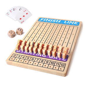 Hot Bán Bằng Gỗ Ngựa Đua Hội Đồng Quản Trị Trò Chơi Bằng Gỗ Thách Thức Đồ Chơi Poker Với 11 Bền Ngựa Xúc Xắc - Product Image 1