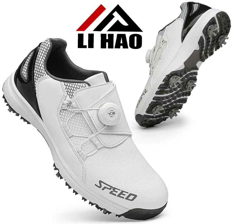 Golf Shoes Custom Logo Non Slip Leather White Black Women's Spikes Waterproof Athletic Professional Sports Golf Shoes for Men