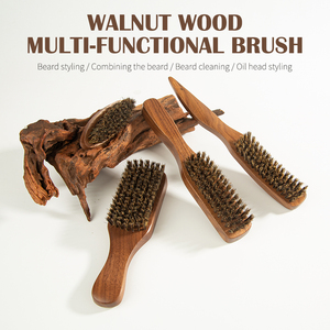 Brosse à cheveux en bois sur mesure OEM, brosse à <span class=keywords><strong>coiffer</strong></span> pour la <span class=keywords><strong>barbe</strong></span>, brosse à <span class=keywords><strong>coiffer</strong></span> en poils de sanglier rigides, bois de noyer, brosse à <span class=keywords><strong>barbe</strong></span> pour homme - Product Image 6