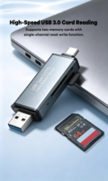 Lecteur de cartes USB3.0 à double lecture simultanée pour cartes SD/Micro SD avec lecteur de cartes Type-C 4 en 1 à 5 Gbps/s