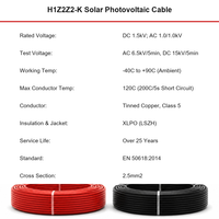 Cable Solar Flexible de Cobre Estañado H1Z2Z2-K de 2.5mm2, EN 50618 LSZH 1500V, Cable de Energía Fotovoltaica