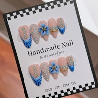 Ongles press-on faits main de haute qualité, poudre miroir 3D, décoration d'ongles press-on en acrylique, ongles press-on personnalisés
