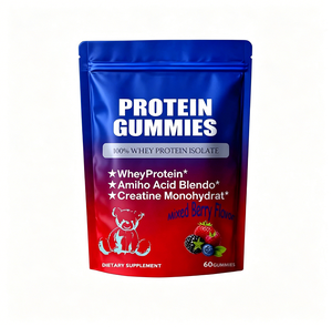 Gummies Protéinés Végétaliens pour Adultes, Marque Privée OEM, <span class=keywords><strong>100</strong></span>% Isolat de <span class=keywords><strong>Whey</strong></span>, Créatine, 60 Unités, Saveur Baies Mixtes, Sans Sucre - Product Image 1