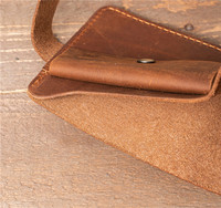 Marrant dompet kulit asli pria, krant pendek dengan desain lipat ganda saku koin depan dan lapisan katun pemegang kartu