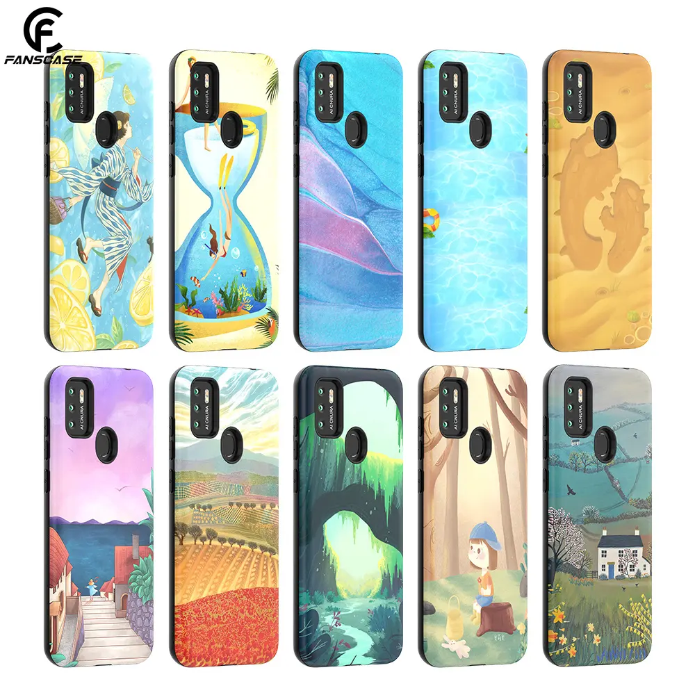 UV Printed Colors Anime Custom Pattern Hybrid TPU PC 2 in 1 Shockproof Back Cover For ZTE L210 L9 A51 A71