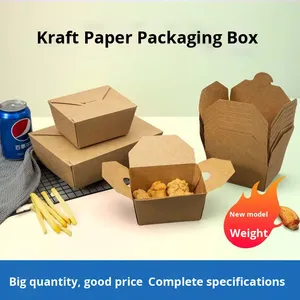 Caja de Embalaje de Alimentos Desechable de Papel Kraft para <span class=keywords><strong>Pollo</strong></span> Frito Coreano Comercial y Bocadillos, Cajas de Comida para Llevar al por Mayor - Product Image 5