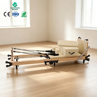 Reformer Pilates avec jambes réglables, 7 vitesses, en érable et chêne, pliable, chariot de rangement vertical, équipement de studio, CE RoHS, garantie OEM 5 ans