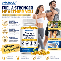 Complément Alimentaire en Capsules Molles de Calcium, Magnésium, Zinc et Vitamine D3 à Marque Blanche pour le Soutien Osseux et Articulaire et le Soutien Immunitaire des Adultes