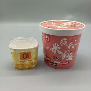 Seau à soupe en papier compostable personnalisé en gros avec couvercle en plastique et papier - Product Image 1