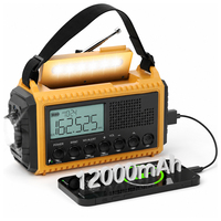 Radio à manivelle solaire GARIDA, portable, avec écran LCD, lampe torche, horloge, alarme SOS GCES-014