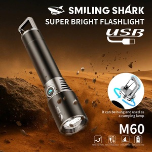 Smiling Shark Rechargeable Zoom Flashlight Led Camping Lamp With <b>Dimmer</b> Aluminum Alloy - Product Image 2