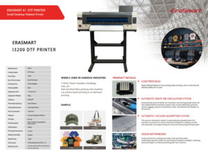 <span class=keywords><strong>Imprimante</strong></span> DTF industrielle Erasmart à double tête XP600 I3200 24 pouces avec machine à secouer la poudre, impression de vêtements en rouleau - Product Image 3