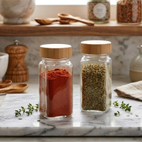 Pot à épices carré en verre vide 250 ml, ensemble de pots à épices 4 oz, pot à épices carré français en verre avec shaker