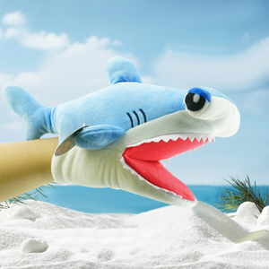 Marionnette de poignet requin mignonne en peluche, jouet doux animal marin, poupée en peluche éducative, jouet océanique, requin de simulation en peluche, cadeau pour enfants - Product Image 1