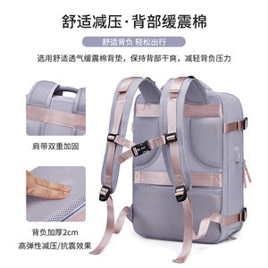 Laptop <b>Backpack</b> For Women Light Purple Multi Functional With Laptop Compartment Casual Everyday Use - Product Image 4