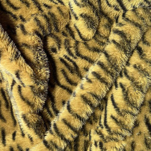 Tela de Piel Sintética de Lujo con Estampado de Visón Dorado, Material de Felpa de Pelo Alto y Bajo con Rayas de Gato y Tigre para Juguetes, Ropa, Bufandas, Pantuflas y Manualidades - Product Image 2