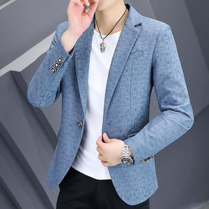 Setelan jas & <span class=keywords><strong>blazer</strong></span> pria, jas lelaki kotak-kotak trendi gaya Korea, jaket jas Single Breasted, Jack Slim Fit, mewah, musim semi dan musim gugur 2025 - Product Image 4
