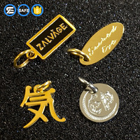 Breloques de fermeture éclair en acier inoxydable avec logo de marque, sur mesure, plaqué or 18 carats, style hip-hop, pendentifs pour sacs, breloques de chaîne, étiquettes de bijoux