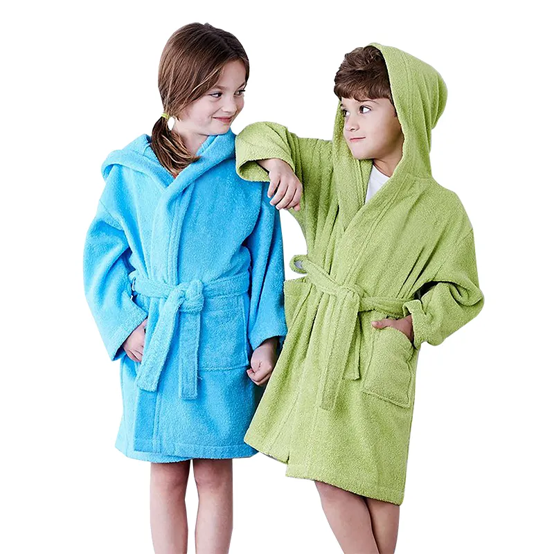 High quality kids terry spa new printed coral fleece girls children bathrobe