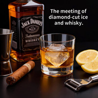 Moule à glaçons en silicone grand format pour whisky et cocktails, plateau à glaçons en forme de diamant, réutilisable pour boissons