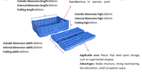 Caisse en plastique pliable HAOSEN HS-1880, durable, écologique, légère, empilable et emboîtable pour la transformation alimentaire et l'emballage des légumes