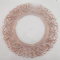 Assiettes de présentation rondes de luxe vintage transparentes or rose et or, 13 pouces, en plastique or et argent, pour mariages et dîners