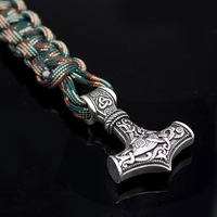 Bracelet Viking Tresse Marteau Thor Homme Alliage Argent Antique Corde Tissee Bracelet Nordique Celtique Bijou Mode Gros