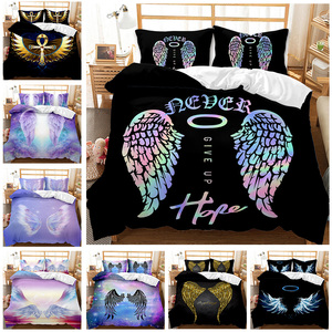 Ensemble de draps de couette imprimés à motif d'ailes d'ange personnalisés imprimés en 3D Ensemble de literie personnalisé pour enfant adulte - Product Image 4
