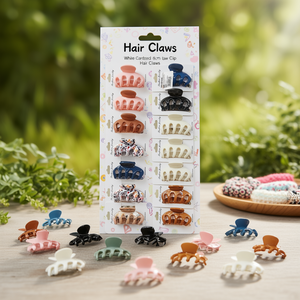 Lot de 12 pinces à cheveux en carton blanc de 6 cm à 5 dents, couleurs assorties - Product Image 2