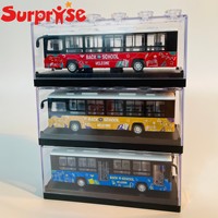 Modèle de bus scolaire en alliage moulé sous pression avec impression de logo personnalisée OEM, mini véhicule de transport, jouet, cadeau promotionnel pour la rentrée scolaire