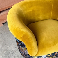 Fauteuil d'appoint en velours personnalisable, tissu floral bicolore, chaise de loisirs pour villa et hôtel, vente en gros de meubles directement de l'usine