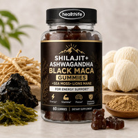 Gummies Healthife Marque Privée Shilajit de l'Himalaya, Ashwagandha, Maca Noire avec Mousse de Mer et Crinière de Lion pour le Soutien Énergétique