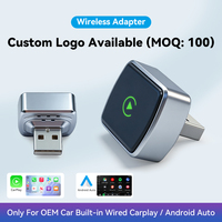 Adaptador Inalámbrico CarPlay Android Auto de la Serie Elite con Logotipo Personalizado, Sincronización Inteligente, Conectividad Dual, Portátil, Plateado