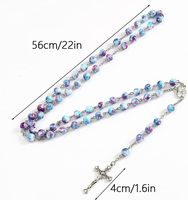 Chapelet catholique pour femme, fait main, imitation perle bleue et violette, diamant, chaîne en bambou sportive, collier, première communion, chrétien
