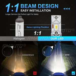 2 ampoules LED H7 pour phares de voiture, en aluminium, 30000LM, puces CSP, luminosité 6000K, blanc, Plug and Play - Product Image 4