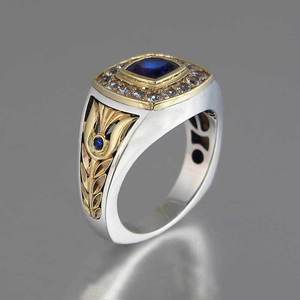 Anello Bicolore Stile Business Design Vintage per Uomo - Product Image 3