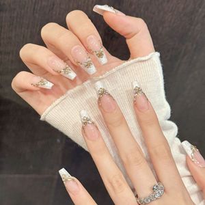 เล็บปลอม [Pink <span class=keywords><strong>Lei</strong></span> Kingdee] รุ่น Pink Naked Lace Kingdee Diamond Square แบบกดติด  หรูหราเบาๆ  ปกป้องเล็บ - Product Image 4