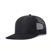 Casquette de sport et de cyclisme pour homme, noire, en tissu mesh, 5 panneaux, haute qualité, avec logo brodé personnalisé, fabriquée par l'usine OEM Meidiney.